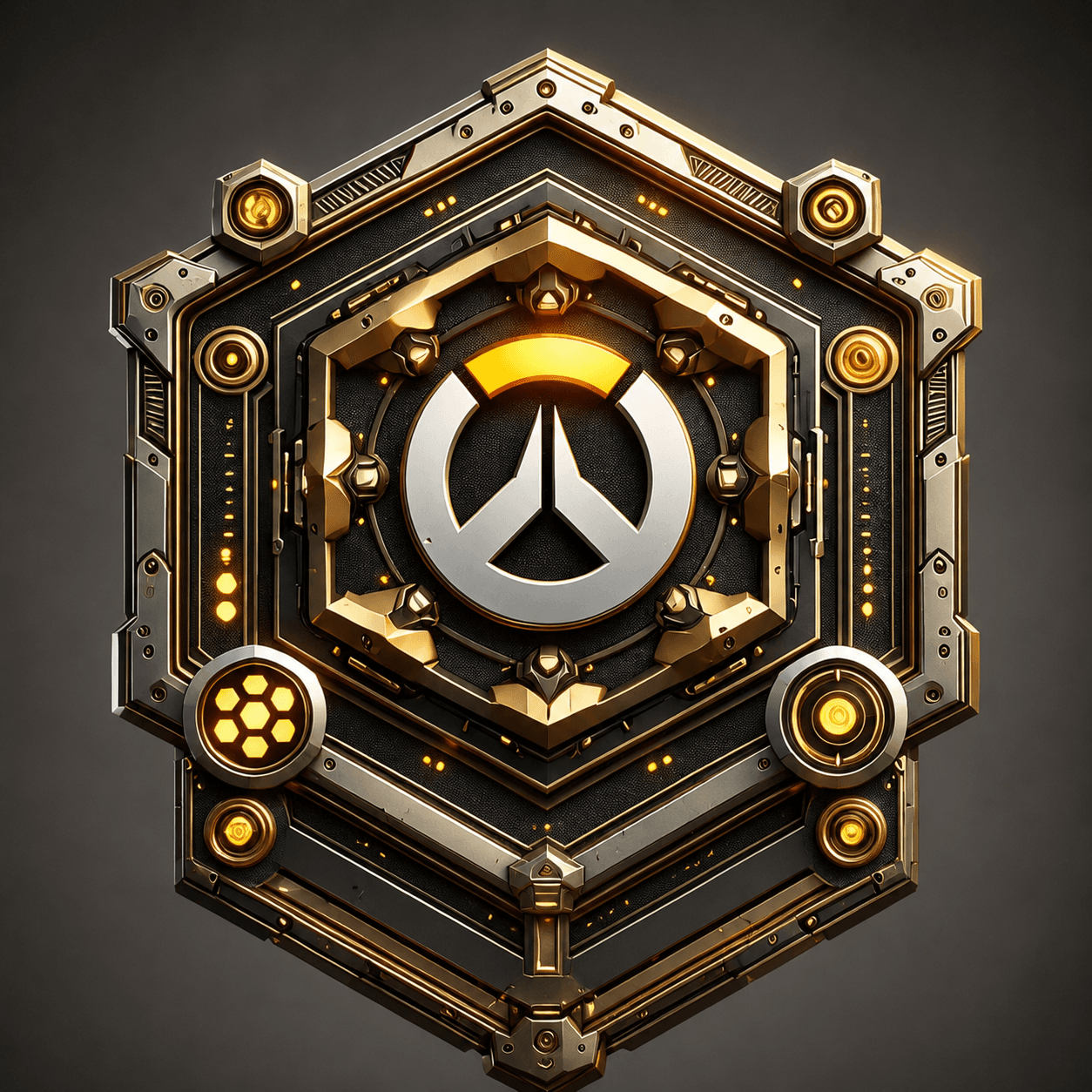 A gold and gunmetal Grandmaster emblem